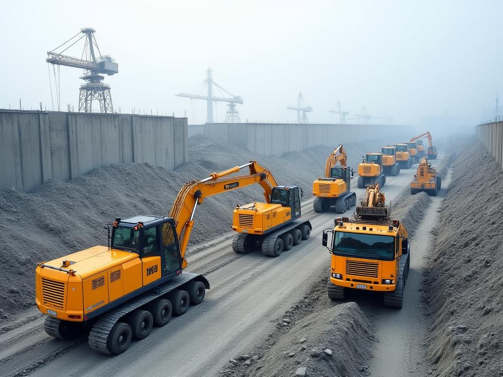 Maquinaria pesada en obra de infraestructuras