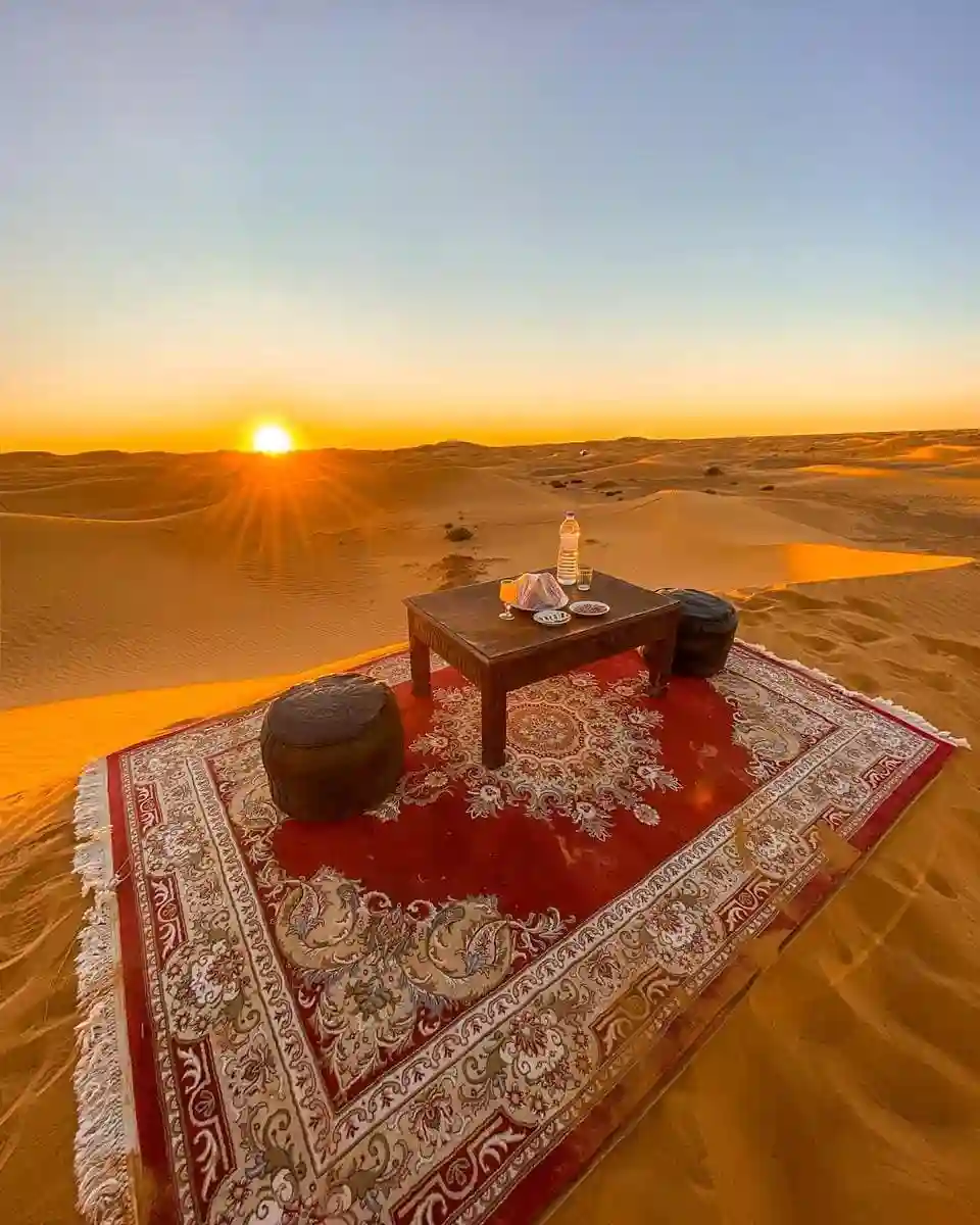 Sunset in the Erg Chebbi dunes on a 2-day Marrakech to Merzouga desert tour