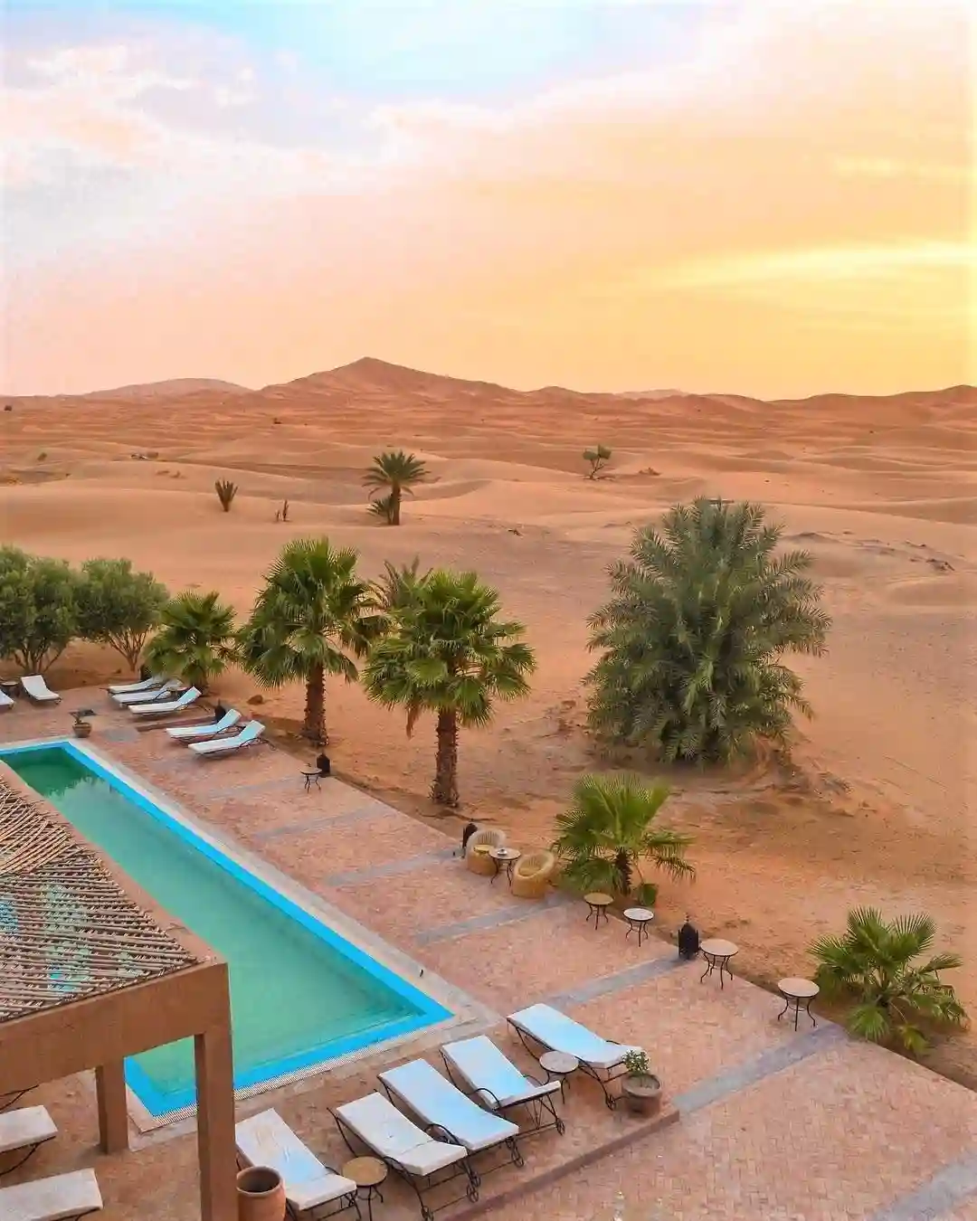 a hotel near the Erg Chebbi dunes on a 3-day Marrakech Sahara tour