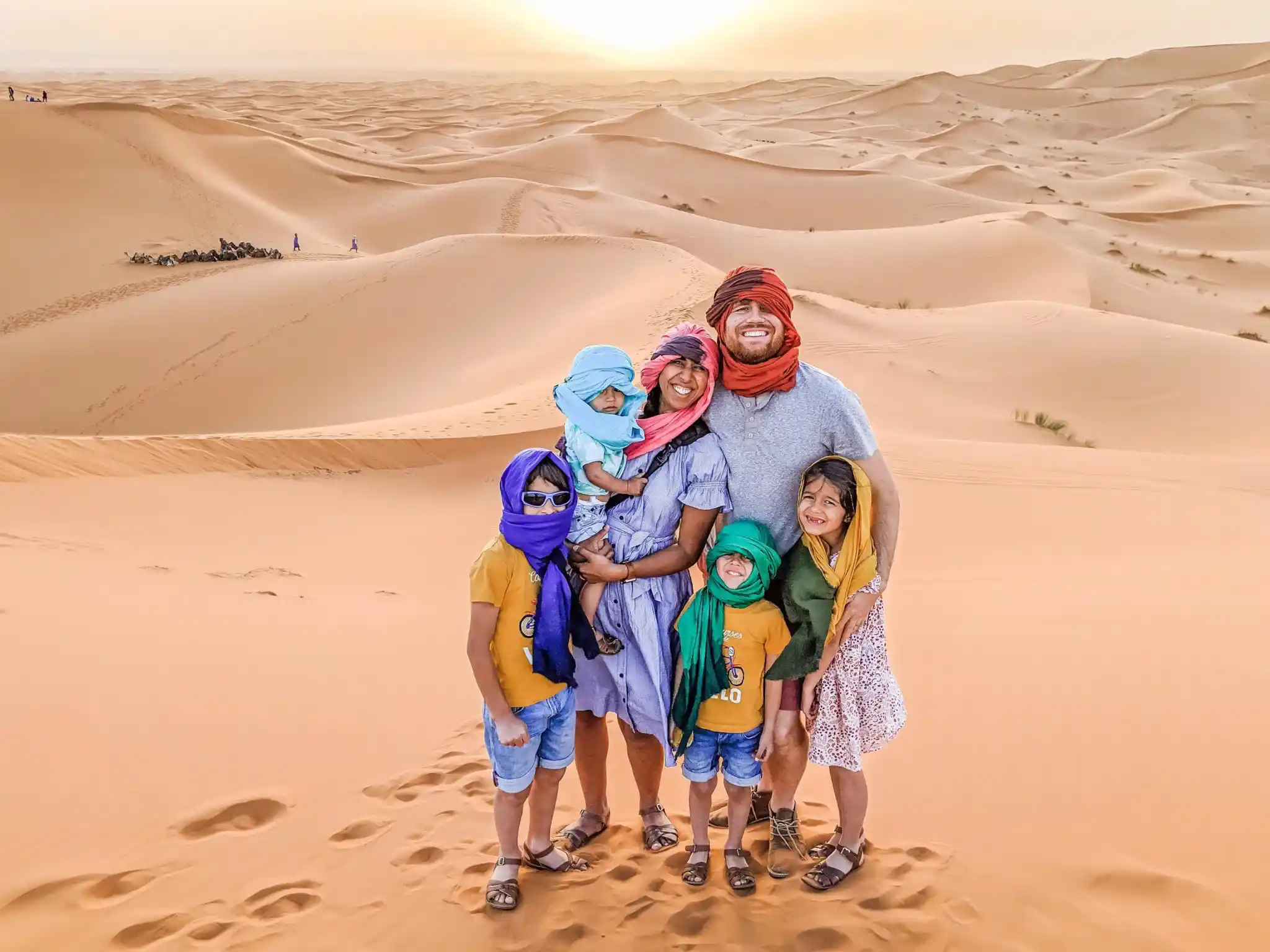 Family enjoying a Sahara Desert experience on a private Morocco holiday